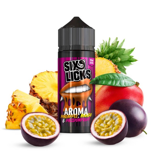 Pineapple Mango & Passionfruit - Six Licks - 20ml Aroma in 120ml Flasche
