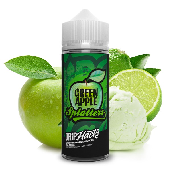 Green Apple Splatters - Drip Hacks - 10 ml Aroma in 120 ml Flasche