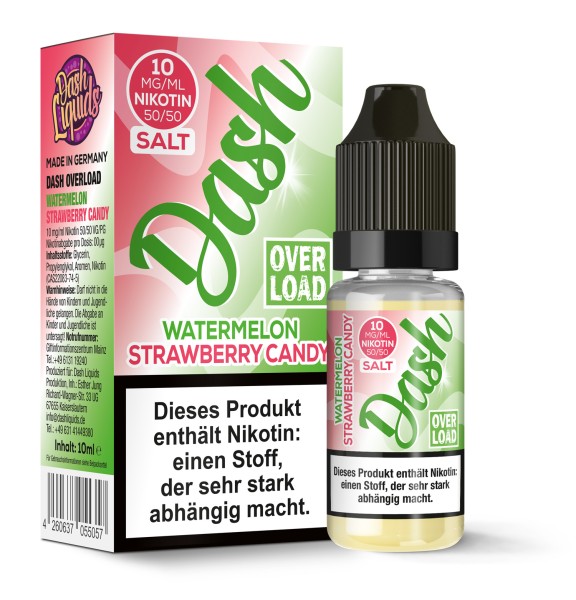 Dash Overload - Watermelon Strawberry Candy - Nikotinsalz Liquid - 10ml