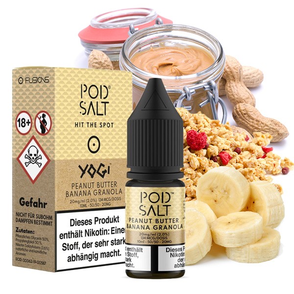 POD SALT FUSION - Peanut Butter Banana Granola Bar - 20 mg Nikotinsalz Liquid - 10ml