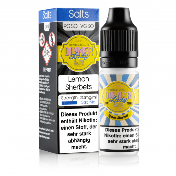 Lemon Sherbets - Dinner Lady - Salt Nic Liquid - 10ml - 20mg